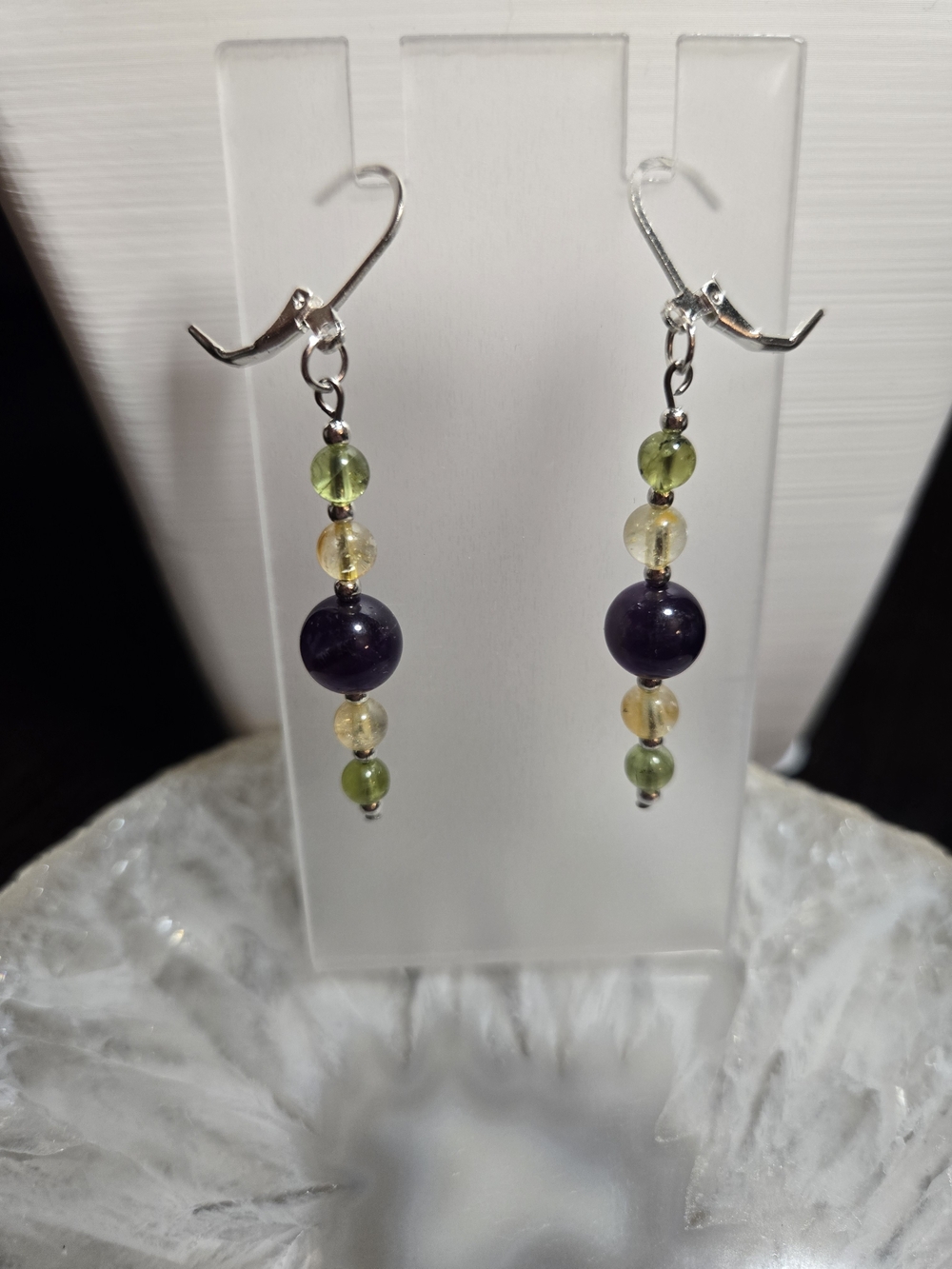 Amethyst, Citrine And Peridot Earrings - Picture 2 of 2